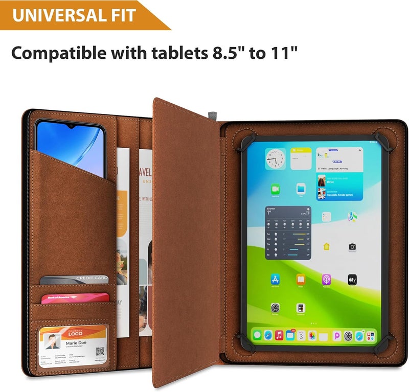 KHOMO Universal Padfolio Case – Tablet Portfolio Organizer with Notepad Holder – Compatible with iPad 10th/11th Gen, iPad Pro 11, iPad 7/8/9 (10.2", 10.9", 9.7") - Image 2